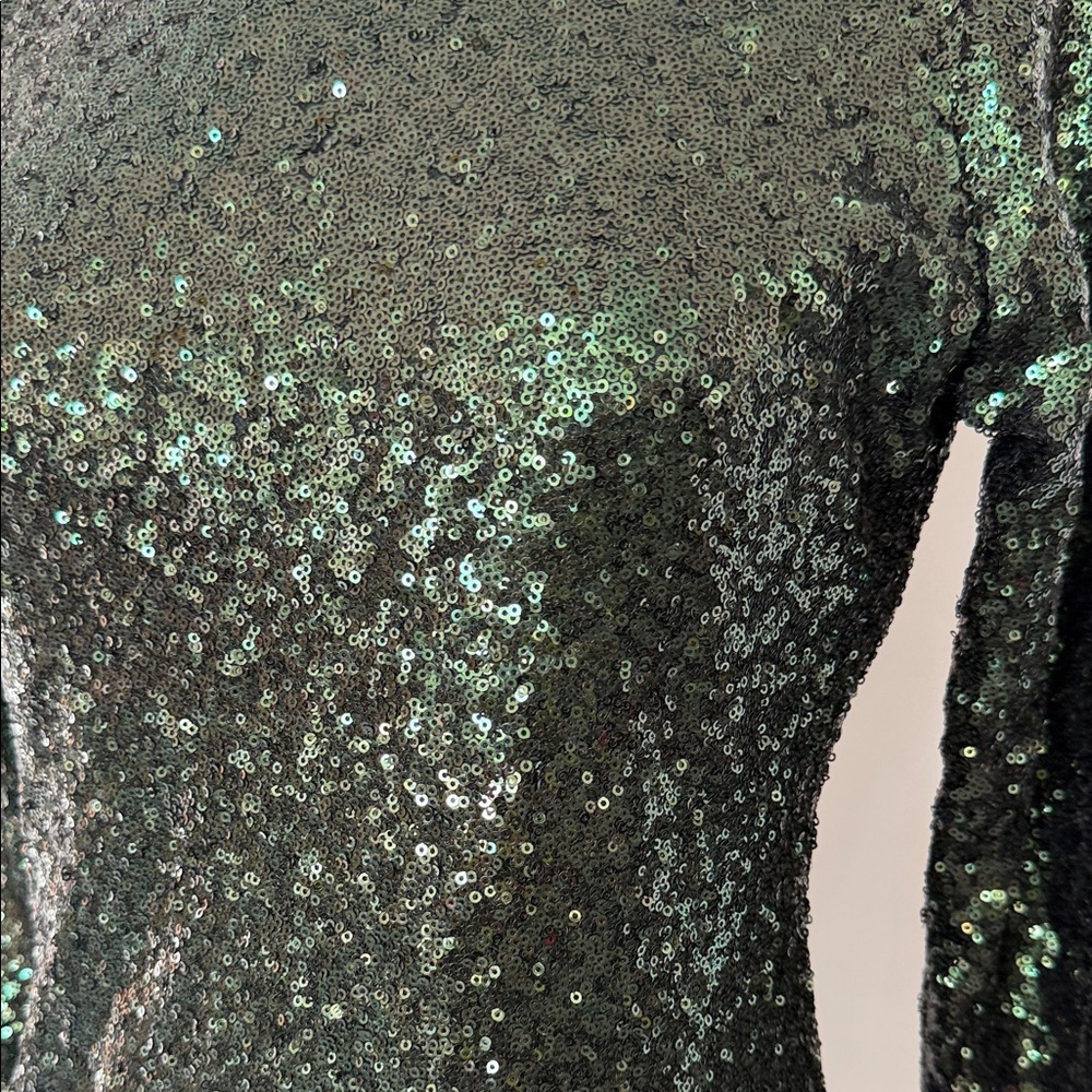 Gianni Bini Dark Green Sequin Long Sleeve Dress - Picture 3 of 6